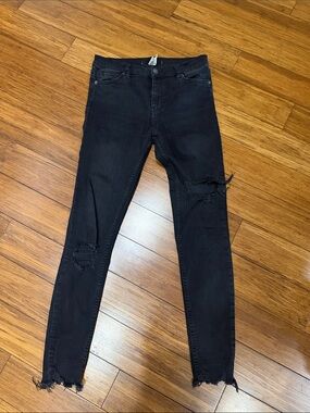 Free People Black Denim skinney high raised pants